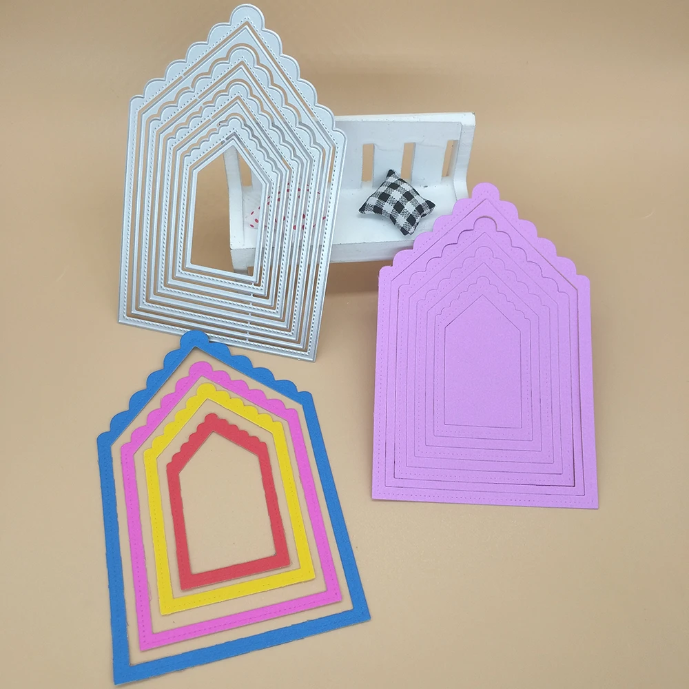 

New 5-layer flag-shaped photo frame metal cutting template DIY scrapbook, card making, embossing crafts, photo album decoration