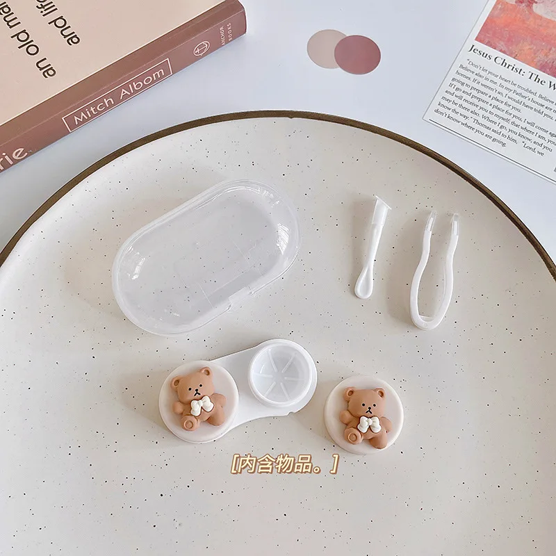 Lente de Contato Cat Paw Case para Mulheres Bonito Dos Desenhos Animados, Recipiente De Lente De Cor Conjunto Portátil De Viagem Lentes Para Olhos Caixa De Armazenamento