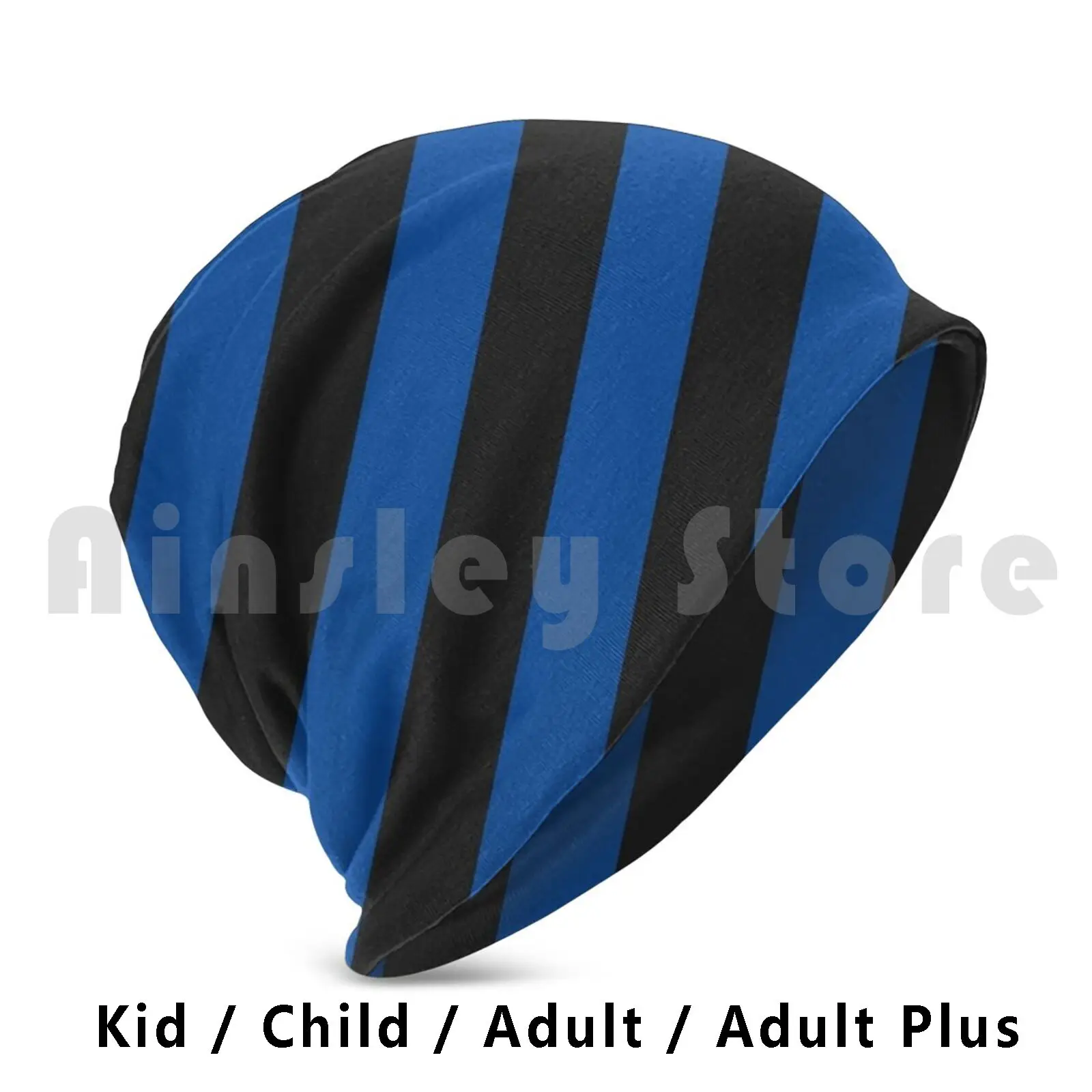 Inter Blue And Black Angled Stripes Beanies Knit Hat Hip Hop Lombardy San Siro I Nerazzurri The Black And