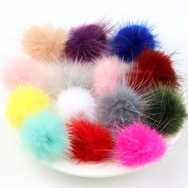 10Pcs Mink Pompom 25Mm 30Mm Fur Balls Diy Pompon for Sewing On Knitted Keychain Scarf Shoes Hats Diy Jewelry Crafts Accessories