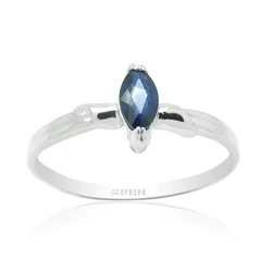 CoLife Jewelry Simple 925 Silver Sapphire Ring for Daily Wear 2.5mm*5mm Natural Sapphire Silver Ring Brithday Gift for Wife