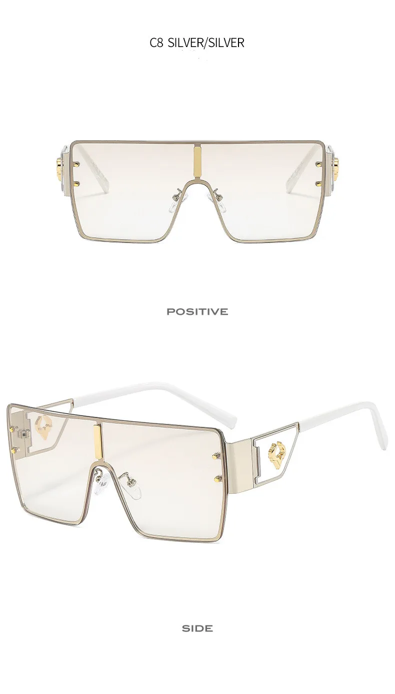 Vintage Punk Übergroße Sonnenbrille Männer Designer Fahren Gläser Frauen Luxus Retro Quadratischen Metall Rahmen UV400 Brillen – Detail 14