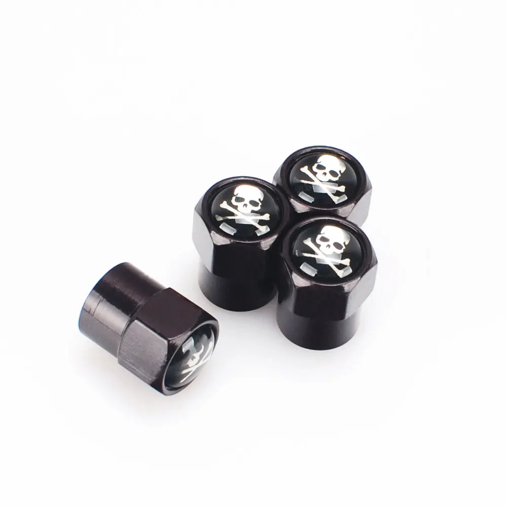 4Pcs/Set Classic SKULL Chrome Car Wheel Tire Valve Stem Cap For Car/Motorcycle,Air Leakproof And Protection Your Valv