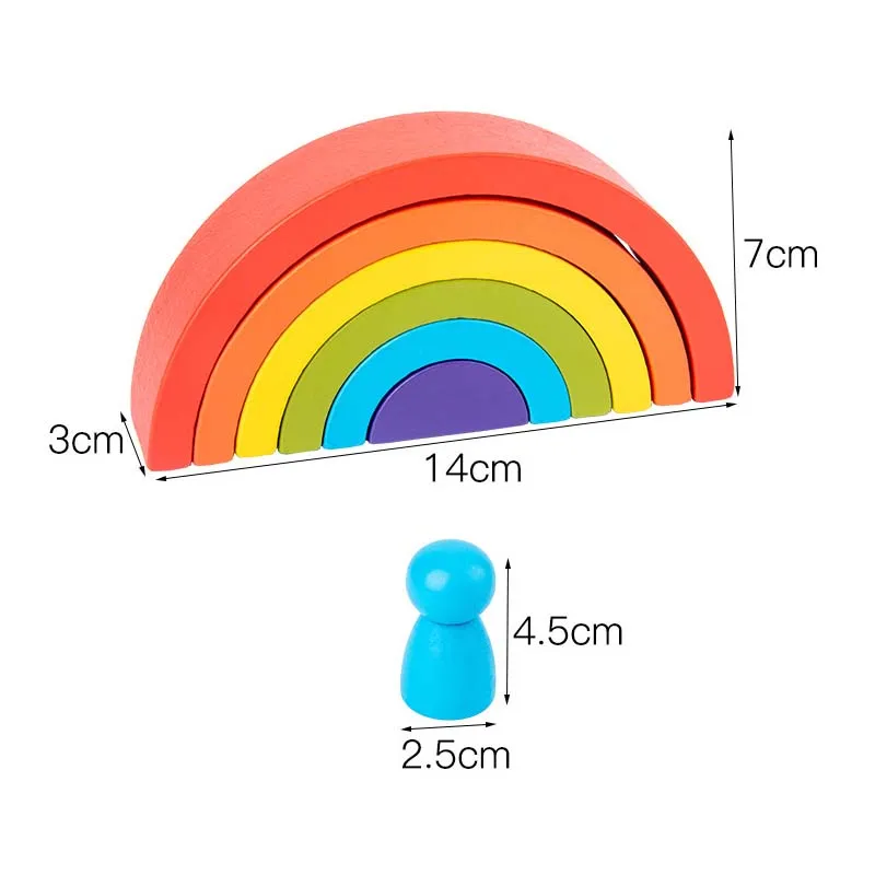 Montessori Arch Bridge Semicircle Rainbow Building Blocks Villain Set Wooden Toys Baby Education Color Cognitive Blocks Kids Toy