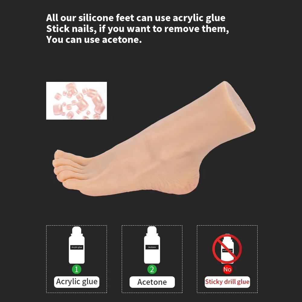 One Pair Female Silicone Foot Mannequin with Flexible Toes for Sock Drawing Shoe Display and Collection