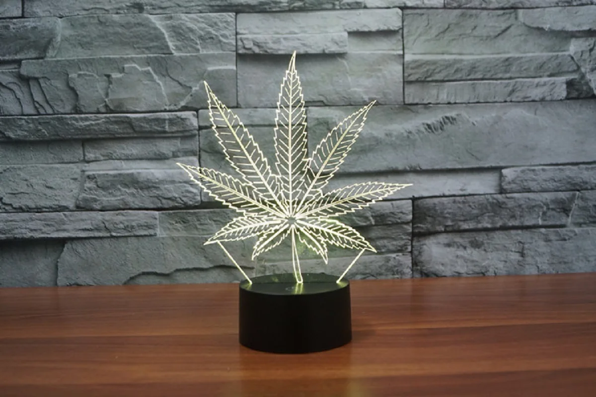 Leaf 3d Illusion Led Lamp Night Light 7 Rgb Colorful Usb Powered 5th Battery Bin Touch Button Dropshipping Gift Box Wholesale