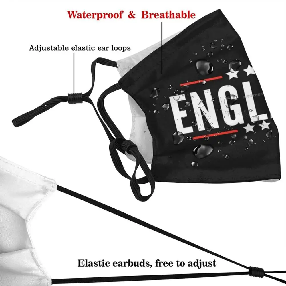 Uk Version England Red And White Spirit Slogan Team Custom Pattern Washable Filter Pm2.5 Adult Kids Mask Union Jack Country