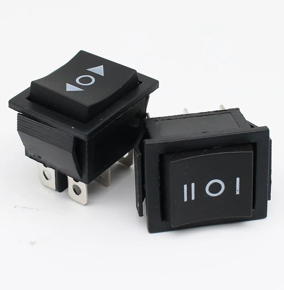 1PCS KCD4 Black Rocker Switch Power Switch ON-OFF-ON 3 Position 6 Pins The arrow is reset 16A 250VAC/ 20A 125VAC