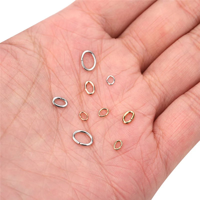 100pcs Stainless Steel Open Jump Rings Bulk Golden Color Double Loop Oval Split Rings Connectors For Diy Jewelry Making Supplies