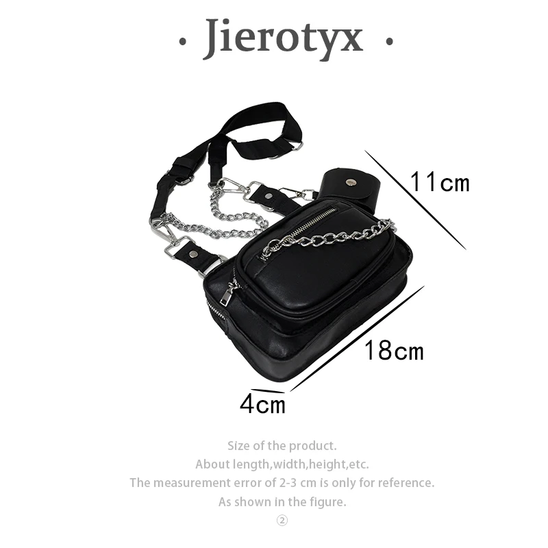 JIEROTYX 2021 Solid Black Women Messenger Bags Gothic Style Female Shoulder Bags Chains Versatile Concise Fashion Brands Designs