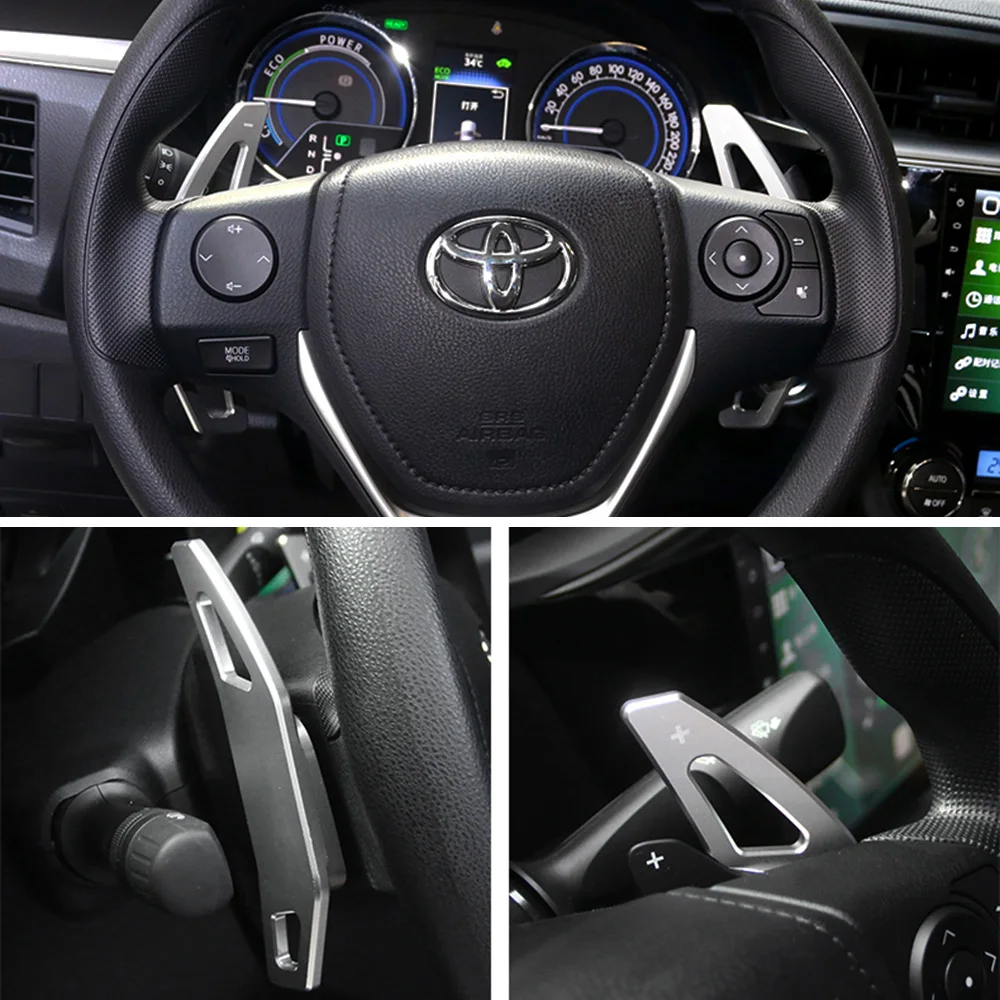 مجداف شيفتر موسع لتويوتا RAV4 كامري كورولا كراون مارك X Zelas الهجين 2013-17 عجلة توجيه سيارة DSG ملصق ملحق