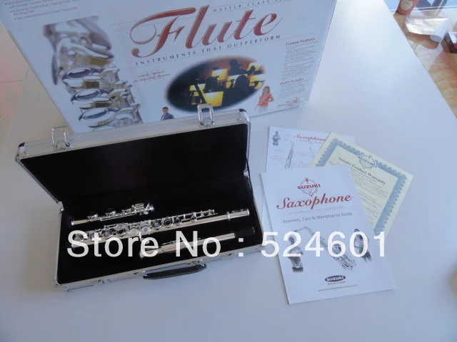 

Hot Suzuki 17 Hole Openings C Tune Flute Cupronickel Tube Silver Plated Plus The E Key Flute With Case For Students