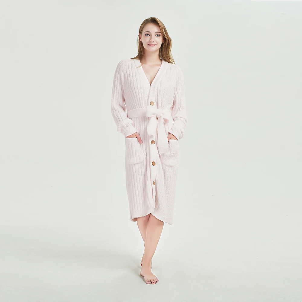 

2022 Sweatshirt Blanket Plush Coral Fleece Sherpa Blanket With Sleeves Button Lace-up Knitted Night Dress Cute Pink Pajamas