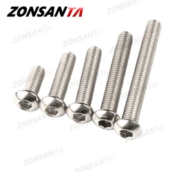 ZONSANTA-ISO7380 M2 M2.5 M3 M4 M5 M6 304 A2 원형 304 스테인레스 스틸 나사, 육각 소켓 버튼 헤드 알렌 볼트 기계식 나사