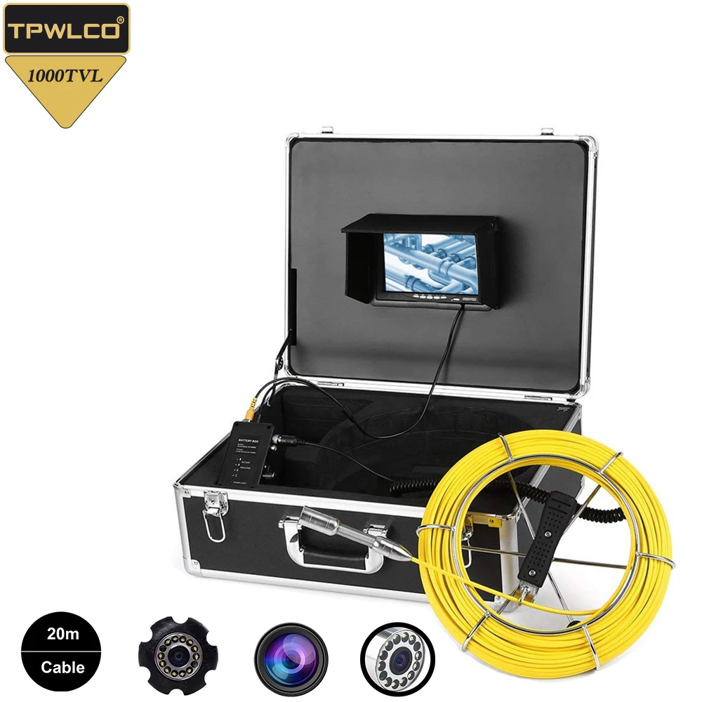 

23mm High Definition Waterproof Camera 12pcs LEDS 20m Cable Used For 7inch Pipe Pipeline Sewer Drain Inspection Endoscope System