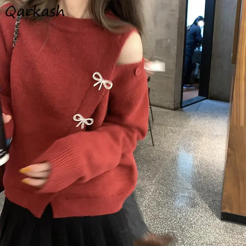 Pullovers Women Bow Sweet Spring O-neck Design Ulzzang College Lovely Sweaters All-match Femme Jumpers Festival Ins Popular Soft