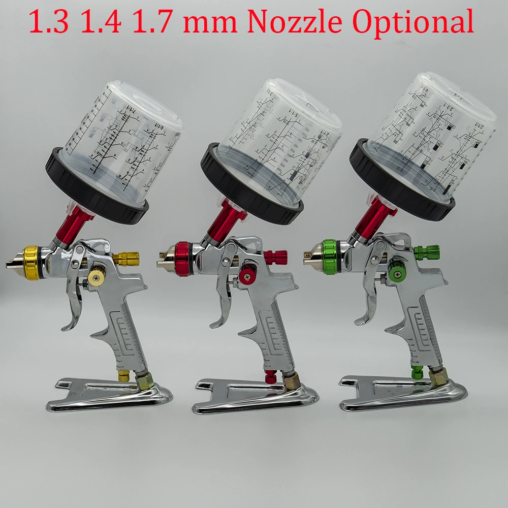 Pistola de Pulverização Hvlp com Adaptador e Copo de Mistura Auto Feed Car Paint Spray Gun 1.3 mm 1.4 mm 1.7 mm Bico Airbrush Tamanho Fabricante Outlet