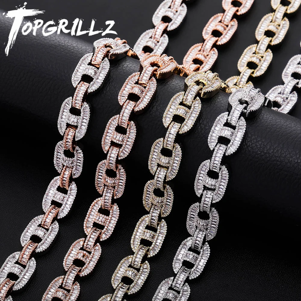 

TOPGRILLZ Miami 15mm Prong Setting Cuban Link Chain necklace bling Iced Out Cubic Zirconia necklace Hip hop for Men Jewelry