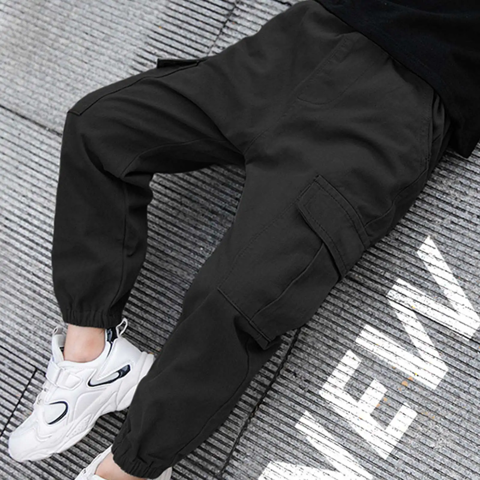

Black Khaki Orange Cargo Pants for Boys Causal Trousers New Fashion Kids Boy Cargo Pants with Side Pockets For 6-14 Years