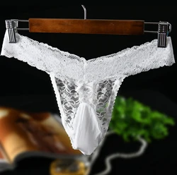 Men's Almos Naked Sissy Sexy Lace Thongs  Erotic Fun Underwear Adult Gay Pouch  G Strings Underwear