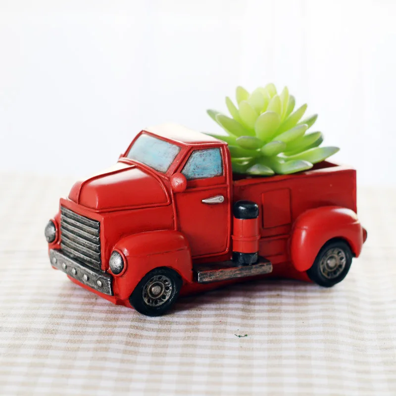 

Cute Small Truck Car Vehicle Figurine Resin Flowerpot Creative Flower Planter Pot for Garden Home Room Decoration