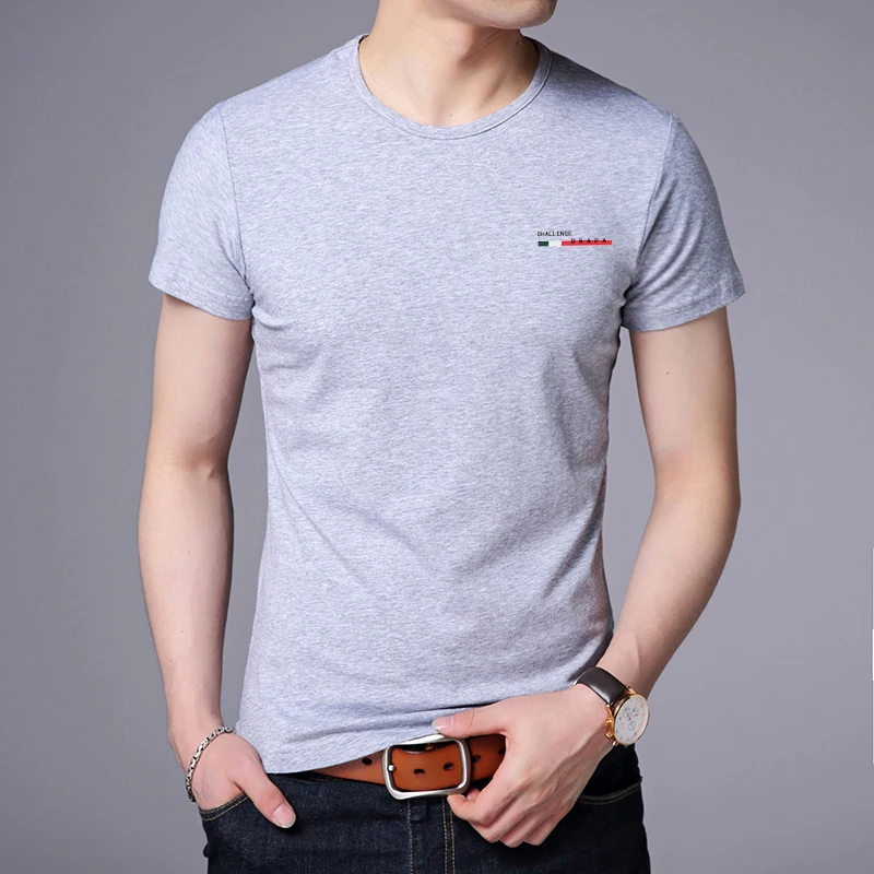 2023 New Summer Brand Tops Round Neck t Shirt For Men 95% Cotton 5% Spandex Plain Bulk Short Sleeve Casual Fashion Mens Clothes