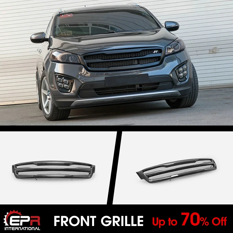 

For 14-17 Kia Sorento UM RR Style Carbon Glossy Front Grill Bumper Grille Exterior Accessories Kits