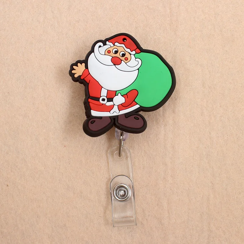 New Cute Christmas tree & Santa Claus Retractable Pull Badge Reel ID Lanyard Name Tag Card Badge Holder Reels For KIDS