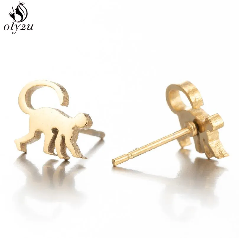 Lovely Stainless Steel Animal Earrings for Women Fashion Monkey Cat Squirrel Hedgehog Earings Piercing Jewelry Girls Gifts