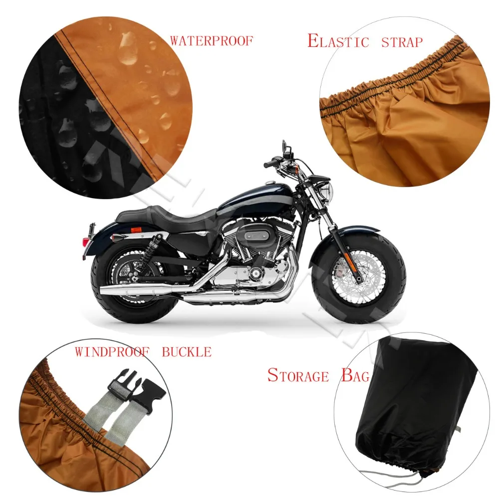 M/L/XL/XXL/XXXL/XXXXL Rain Dust Motorcycle Waterproof Cover Outdoor Rain Protective Cover For Harley Touring Softail Sportster