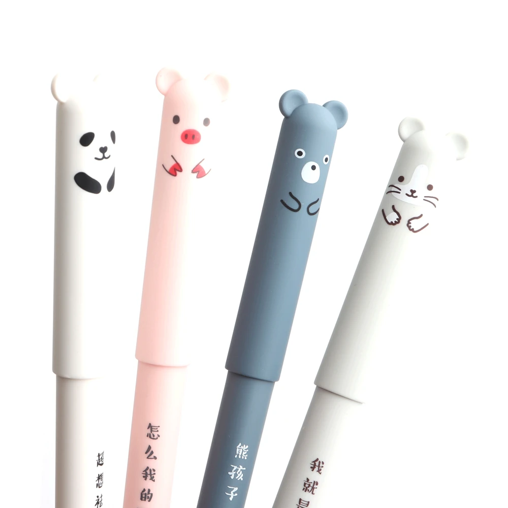 2/4/8 Pcs/set Kawaii Pig Bear Cat Mouse Erasable Gel Pen School Office Supplies Stationery Gift 0.35mm Blue Black Ink