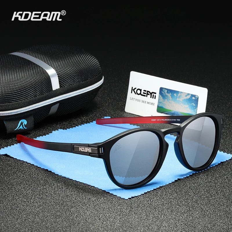 KDEAM Skateboarding Stylish Polarized Sunglasses Men Flexible TR90 Frame Keyhole Bridge Mirror Coating Sun Glasses Women KD997