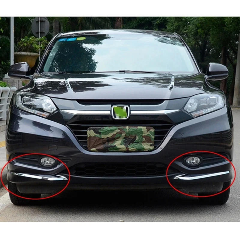 For Honda HR-V HRV Vezel 2014-2018 ABS Chrome Front Bumper Corner Cover Trim Garnish Protector Decorative Accessories