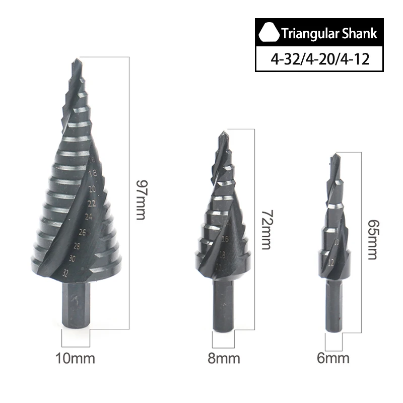 5/9/15steps 4-32mm High Speed Steel Spiral Grooved Metal Conical Drill Bit HSS Step Cone Cutter Tools Titanium Coated Metal Bit