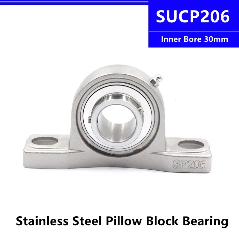 

SUCP206 Stainless Steel Pillow Block Bearing Inner Bore 30mm Unit Mounted Housing outer spherical vertical bearing with seat