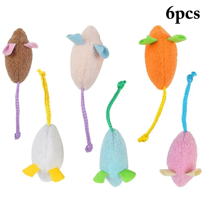 6PCS Cat Mouse Toy Realistic Kitten Chewing Toy Catnip Cat Interactive Kawaii Plush Pet Bite Toy Attractive Pet Supplies