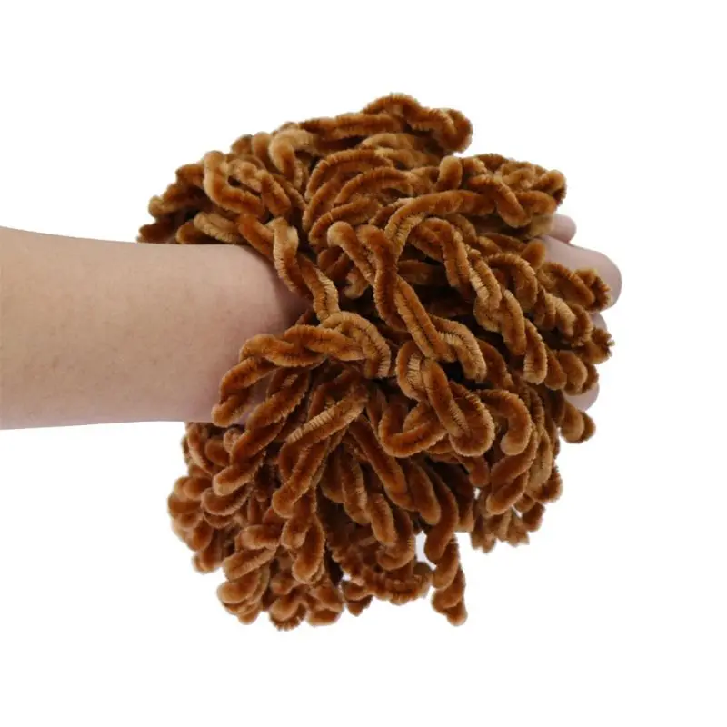 Muslim Women Fluffy Velvet Hijab Scrunchies Solid Color Plain Big Hair Ring Tie Bun Clip Flexible Rubber Band Headwear