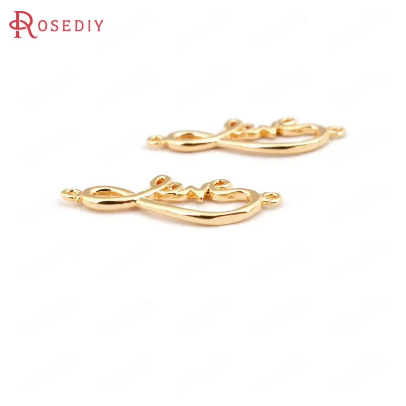 (C223)6 pieces 21*8mm High Quality Gold Color Brass LOVE Connect Charms Pendants Diy Jewelry Findings Accessories wholesale