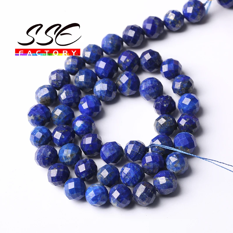 A+ Natural Lapis lazuli BeadsFaceted Stone Loose Spacer Beads For Jewelry Making DIY Bracelets Earrings Accessories 6mm 8mm 15