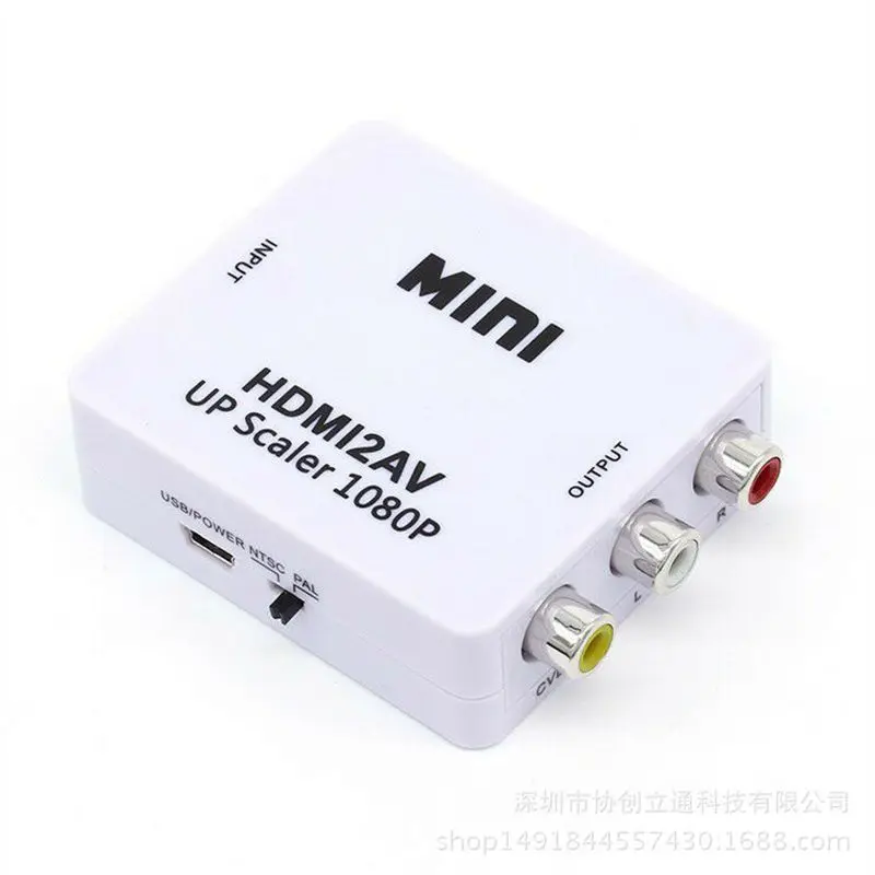 

HDMI TO AV Scaler Adapter HD Video Composite Converter Box HDMI to RCA AV/CVSB L/R Video 1080P Mini HDMI2AV Support NTSC PAL