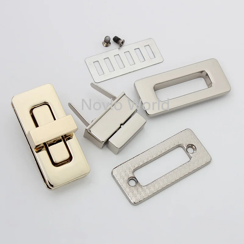 Nolvo World 2-10 pieces 43*19mm Light gold Silver Twist locks handbag turn lock twist turn lock