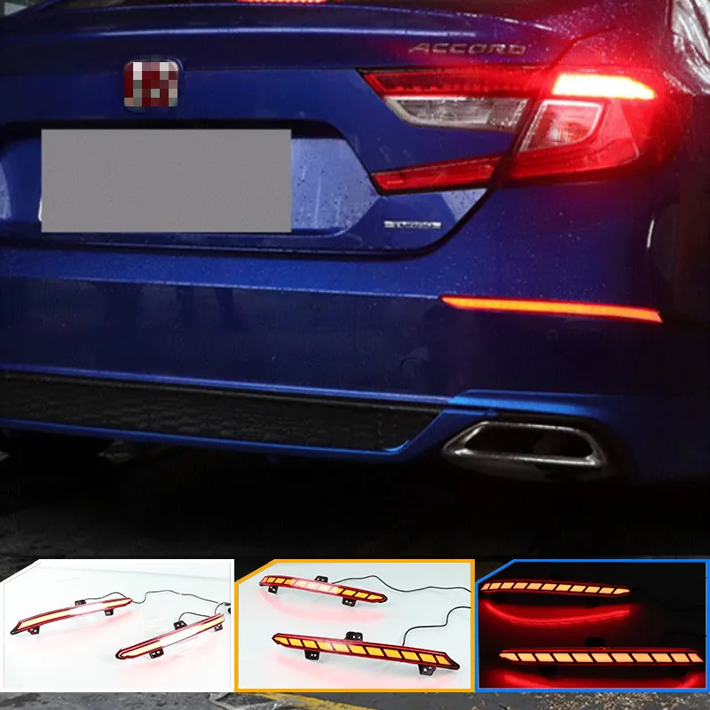 2PCS Rear Fog Lamp For Honda Accord Inspire 2018 2019 Plug&Play Car LED Rear Bumper Brake Light Dynamic Turn Signal Reflector