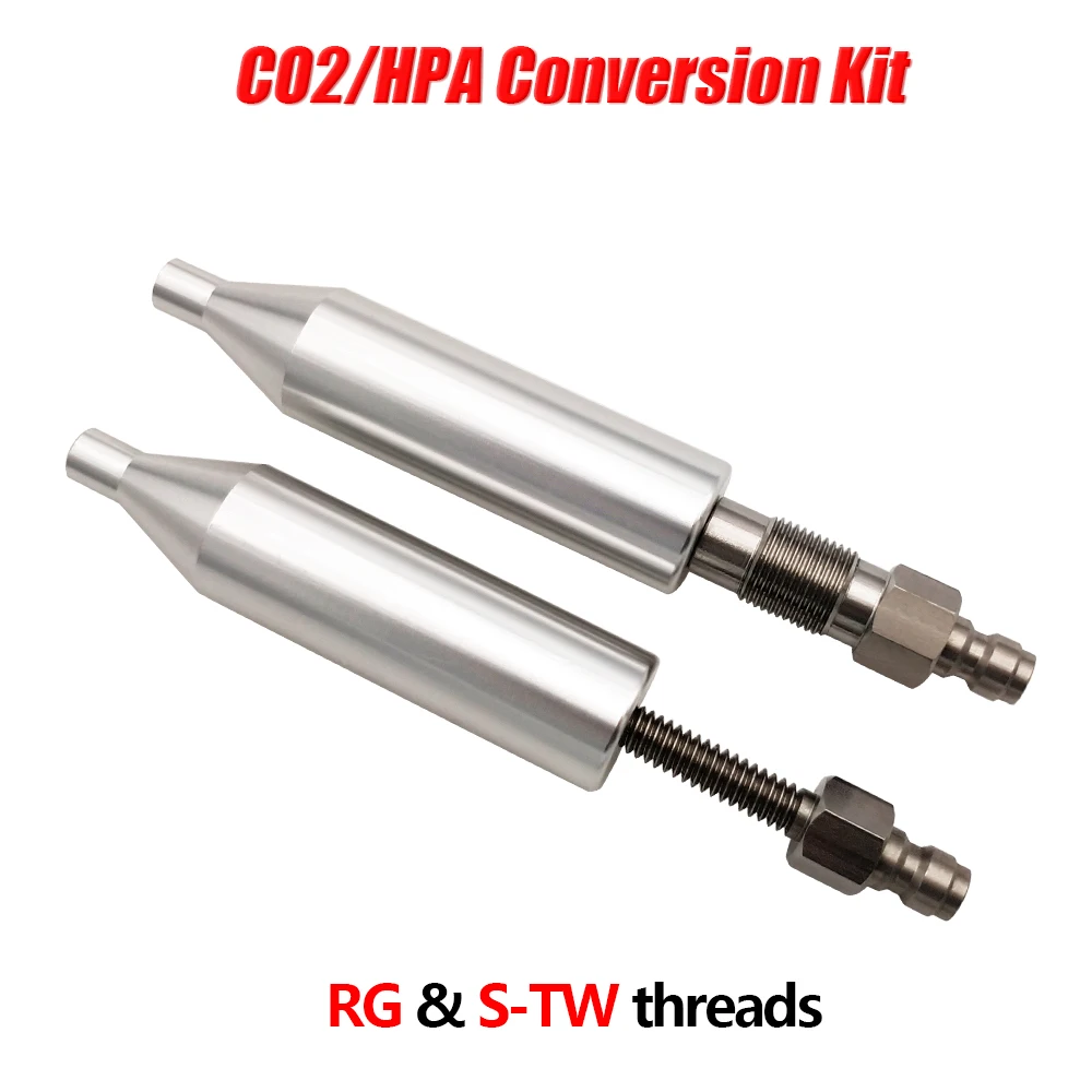 Pneumatic CO2 HPA Conversion Kit,S-TW 1/4-20,RG M12*1 Threads Replace For 12g Cylinder Cartridge with US 8mm Male Quick Plug