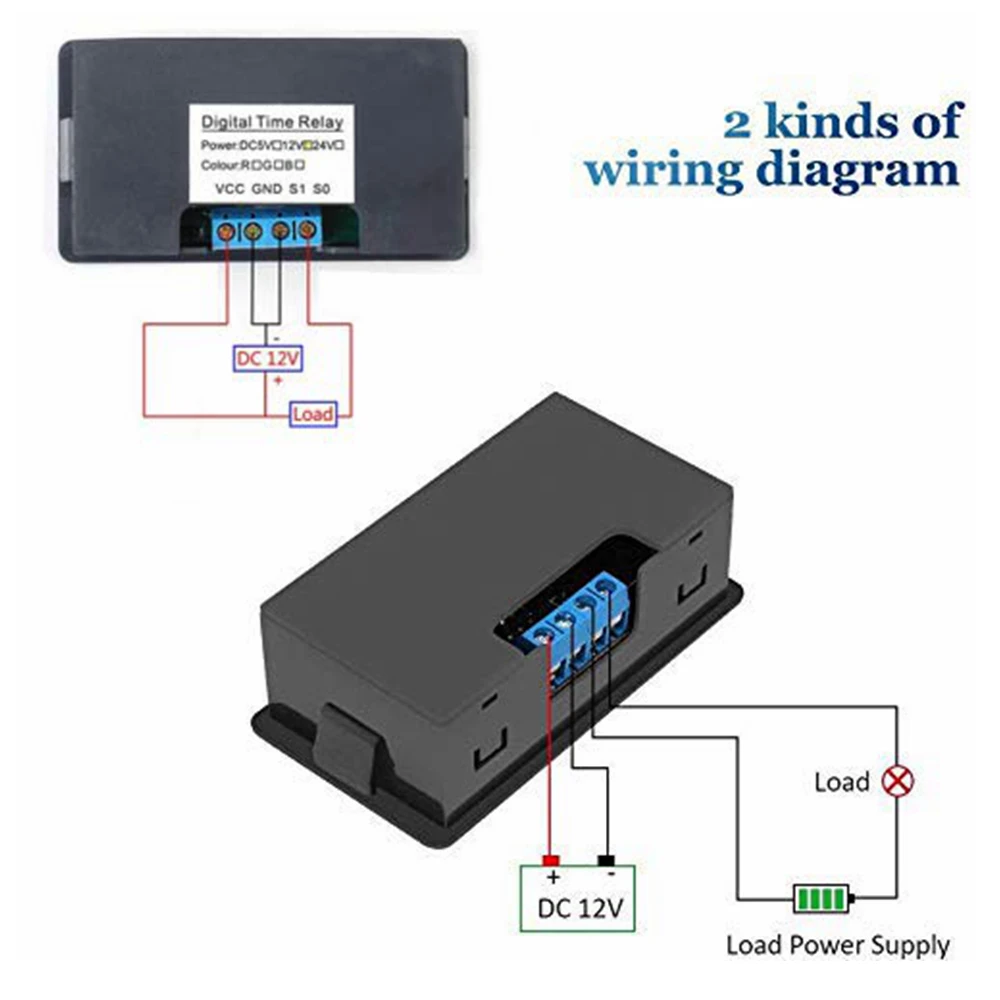 AC 110V 220V DC 12/24V Digital Time Delay Relay LED Display Cycle Timer Control Switch Adjustable Timing Relay Time Delay Switch