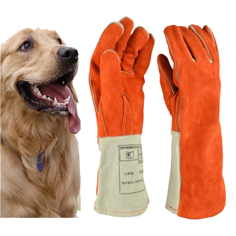 Guantes antimordeduras de cuero grueso, entrenamiento táctico de animales, alimentación para perro, gato, serpiente, águila, mordedura, protección