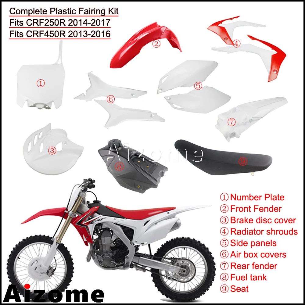 

Motorcycle Dirt Bike Plastics Full Fairing Kits For Honda CRF250R CRF 250F 2014-17 CRF450R CRF 450R 2013-16 Enduro MX Motocross