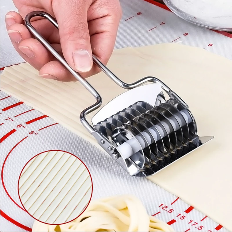 Stainless Steel Manual Noodle Pressing Cutter Spaghett Maker Knife Machine Dough Garlic Ginger Roller Cut Kitchen Gadgets