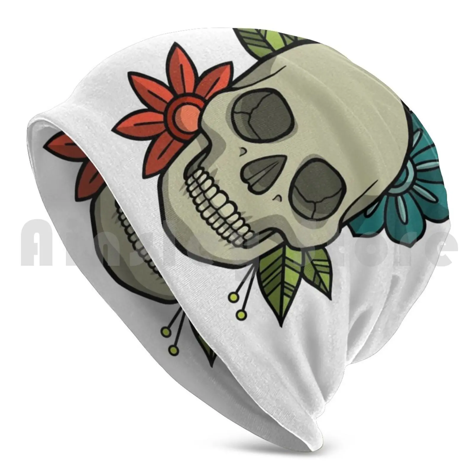 Flowers Skull Beanie Hedging Cap DIY Print Cushion Skull Calavera Flores Flor Flower Caribe Sea Pirata Pirate Pirates Piratas