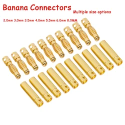 10 par/partia 2.0mm 3.0mm 3.5mm 4.0mm 5.0mm 5.5mm 6.0mm 6.5mm 8.0MM złoty Bullet złącze Banana wtyczka dla ESC Lipo baterii RC silnik