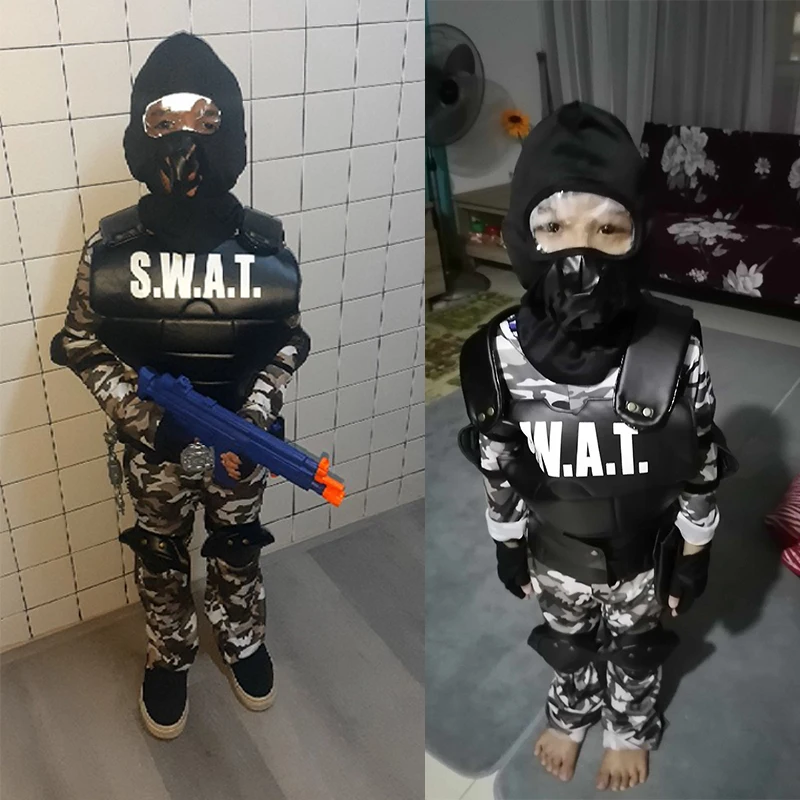 Eraspooky-swatチームの男の子用コスチューム、カモフラージュ軍のコスプレ、ハロウィーンの衣装、プリムカーニバルパーティー、アウトドアゲーム、ドレスアップ